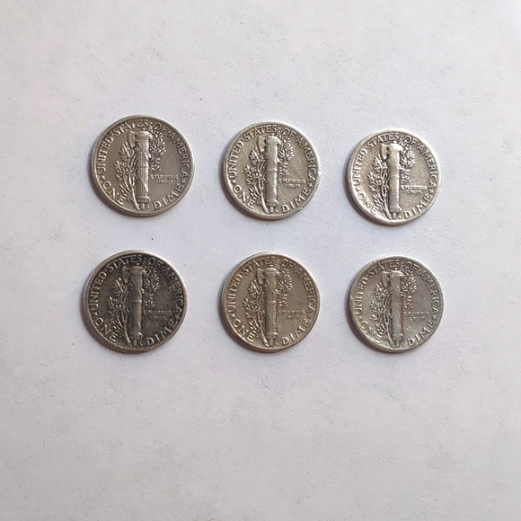 US Silver Mercury Dimes 1940-1945 - Picture 2 of 9